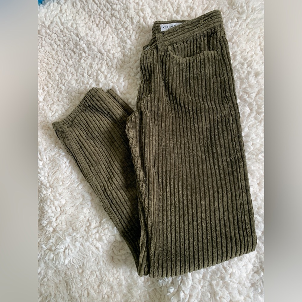 Gustin Men's #151 Monster Wale Corduroy Pants in Olive Green Size 30-31 Waist